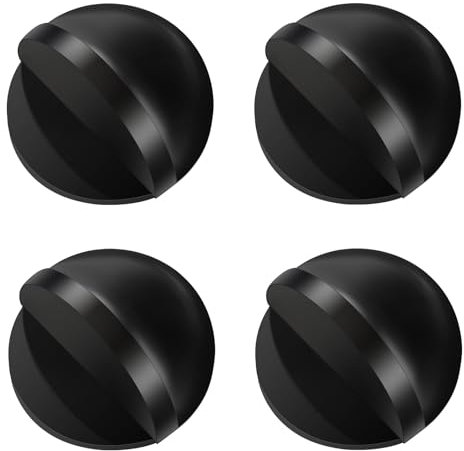 4Pcs Self Adhesive Floor Door Stoppers, Polished Oval Door Stopper Floor Mounted Half Moon Doorstop Wall Protector Door Stop with Glues for Hard Floor Glass, Black