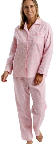 Marlon Pyjama pour Femme en Coton Brossé avec Col Passepoilé Ensemble de Pijama Femme