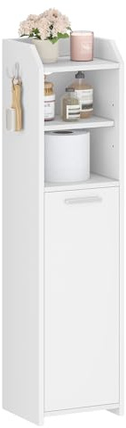 Hzuaneri Badezimmerschrank, Schmaler Badschrank, Toilettenschrank | Schmales Badregal, verstellbare Ablagen, einfache Montage, 20 x 20 x 90 cm Weiß BC22903X