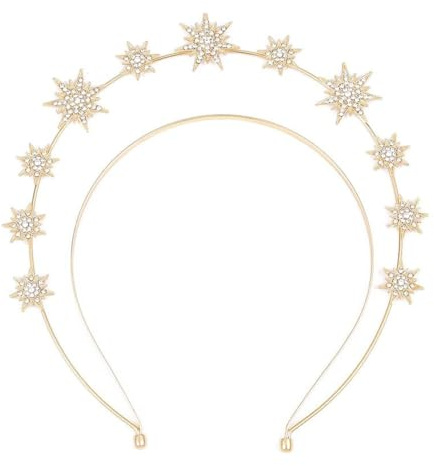 Halo Krone Golds, Doppellagig Stirnband Stern, Halo Stirnband Metall, Heiligenschein Krone, Tiara Sterne Göttin Kopfschmuck, Haarband Sterns für Damen, Headpiece Gold Halos für Hochzeit Cosplay Party