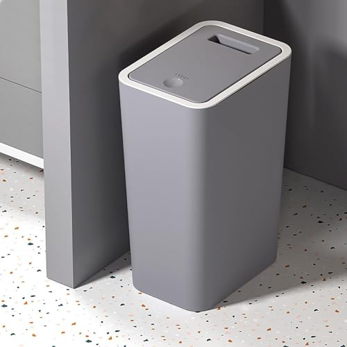 Sightday 9L Mülleimer Bad,Schmaler Mülleimer Mit Deckel Mülleimer Geruchsdicht Pop-Up Deckel PP Material für Bad,Büro,Mülleimer Küchen,Wohnzimmer,Schlafzimmer,WC Mülleimer (Grau)