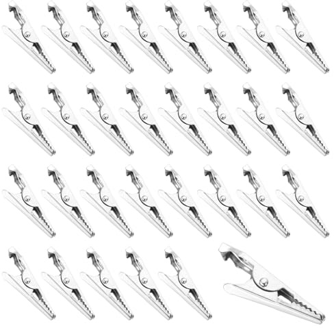 30 PCS Metal Alligator Clips, Test Line Crocodile Clip Small Metal Clips, Tiny Alligator Clips Silver Tone Plated Crocodile Clamps for Laboratory Electric Testing Work, DIY Projects