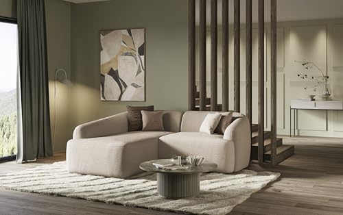 DOMO. collection Ecksofa Parika, L Couch, organische Form, Longchair Links, klein, 216 x 196 x 81 cm (BxTxH), Taupe