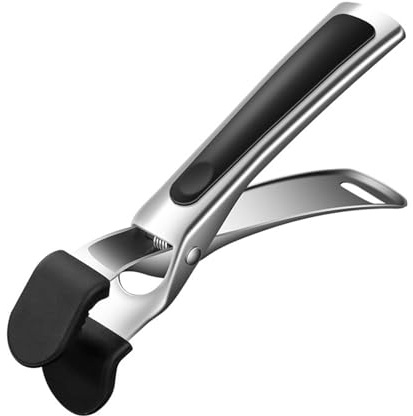VELAJA Pinzas de Cocina de Acero Inoxidable, Pinzas Anti-Calor con Boca Ancha de Silicoma Texturizado, para Sacar Cuenco y Plato Caliente del Horno y Airfryer