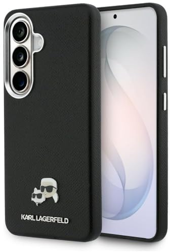 CG MOBILE Karl Lagerfeld Saffiano KC Metall-Logo kompatibel mit MagSafe Hülle für Samsung Galaxy S26 (Schwarz)