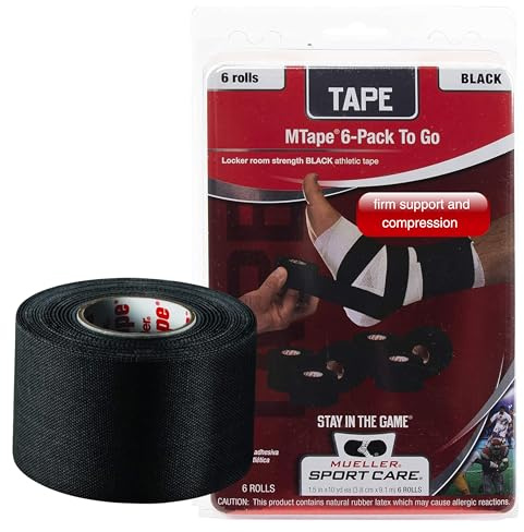 Mueller Unisex-Erwachsene Unisex-Kinder Herren Damen MTape Athletic Tape, Schwarz, 6 Count