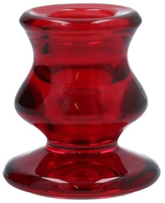 Red glass candle holder by Gisela Graham