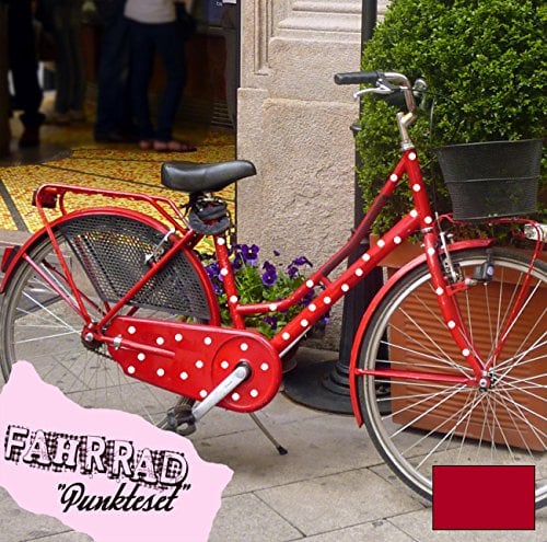 ilka parey wandtattoo-welt Fahrradaufkleber Set Punkte dots groß Fahrradsticker Aufkleber Fahrrad Design M681 - ausgewählte Farbe: *Kirschrot*