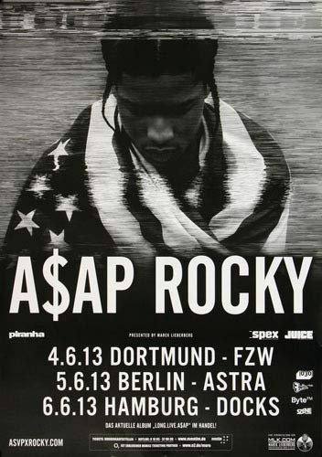 A$AP Rocky - Long Life A$AP, Tour 2013 » Konzertplakat/Premium Poster | Live Konzert Veranstaltung | DIN A1 «