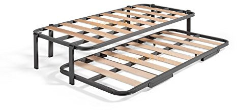 Hogar24 - Letto singolo con letto estraibile in metallo, 105 X 180 cm, rinforzato, con 4 piedi 105 x 200 6 gambe