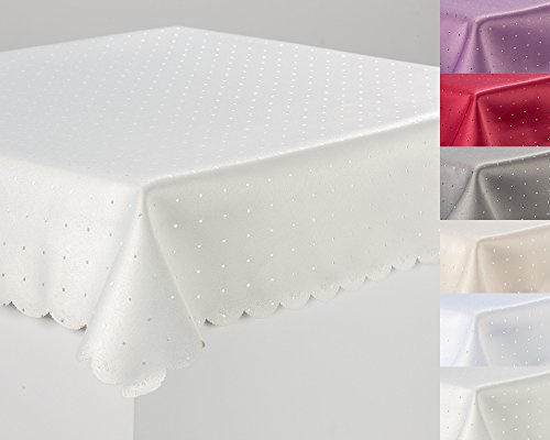 Tischdecke Tischtuch Tafeldecke DAMAST Punkte Fleckversiegelt Gastronomie Farbe Champagner Maße 160x220 oval
