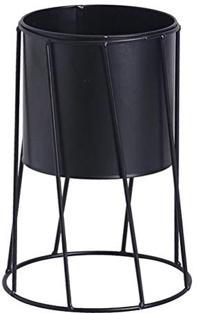 Indoor Flower Pot Succulent Planter Pot Geometric Iron Metal Stand (Black)