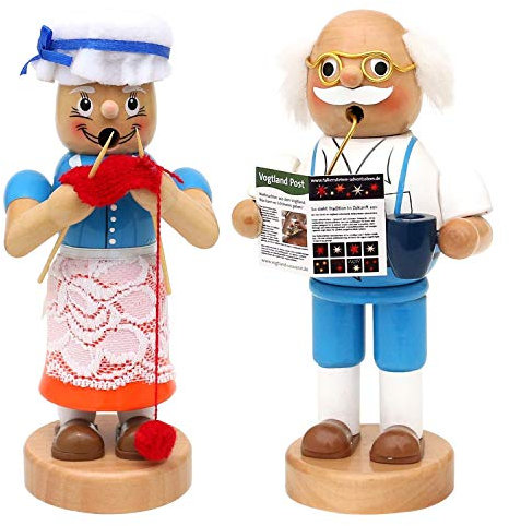 Holz Räucherfigur Oma und Opa als 2er Set, Maße je Figur ca. 9 x 7 x 16,5 cm,