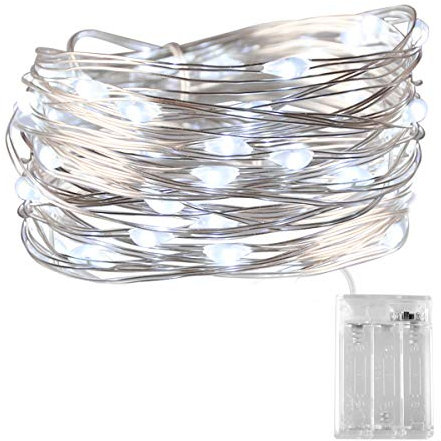 Dalugo Guirlande Lumineuse Blanche, 3M 30LED Guirlande Lumineuse à Piles pour Chambre à Coucher Noël Fête de Mariage Maison Décoration de Jardin