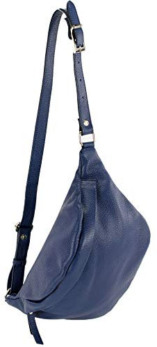 modamoda de - T77 - ital. Hüfttasche Bauchtasche Brusttasche Medium aus weichem Leder, Farbe:Saphirblau