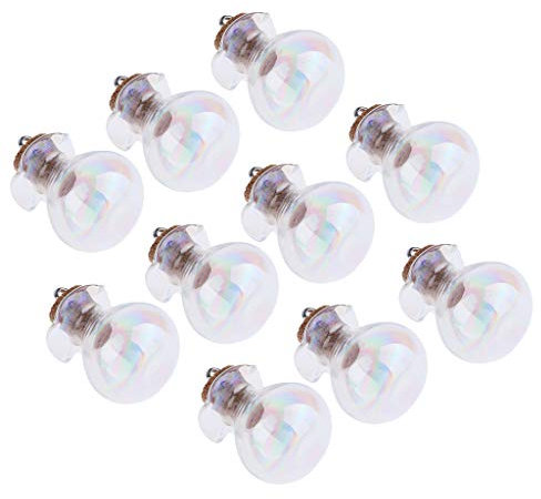 F Fityle 10 Pièces Petites Bouteilles en Verre avec Bouchon en Liège Pendentif Flacon Mignon Mini Pots, Fiche en Bois colorée avec épingle