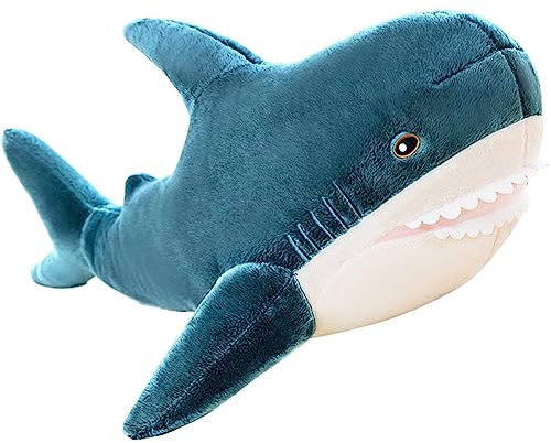 Riesenhai Plüsch Kissen Stofftier Gefüllte Blauhai Tier Kissen Bequemes Schlafkissen Rückenkissen Puppe Geschenk für Kinder (Blue, 60cm/23.62inch)