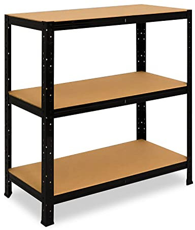 shelfplaza® 90x75x40cm Black Schwerlastregal schwarz/Metallregal schwarz 3 Böden à 175kg Tragkraft/Lagerregal schwarz Regal Keller Haushaltsregal schwarz/Metall Regal schwarz Metall stehend