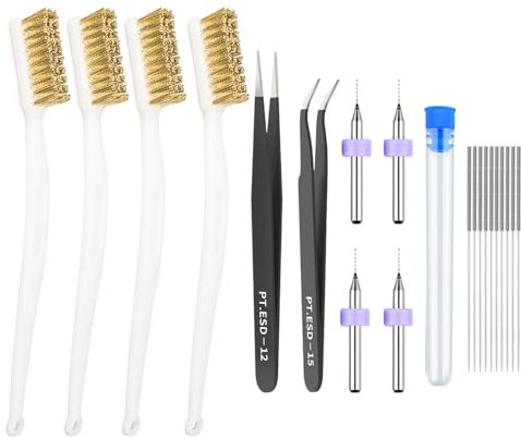 iYueMps 20 PCS 3D Printer Cleaning Kit, Needles, Tweezers, Brush, Drill use for 3D Printer Nozzle Change and Model Removal, Cleaning