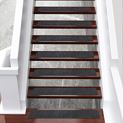 Non Slip Safety Grip Tape, OQingluan 60*10cm, 10pcs, Anti Slip Tape for Steps, Self Adhesive Safety Grip Tape, Prevent the Elderly, Children, Pets from Slipping, for Indoor and Outdoor Stairs, Black