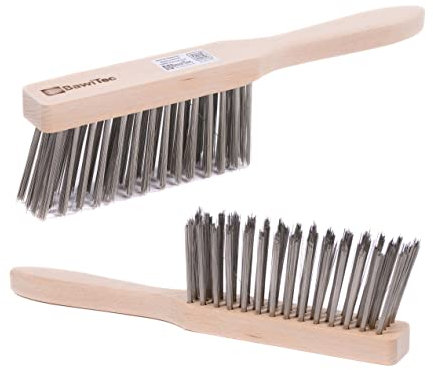 BawiTec Profi Stahldrahthandfeger,Größe 30cm,Stahldraht-Borsten 4-reihig,Holzgriff stabil,Metallborsten,Drahthandfeger,Stahl-Besen,für Haus,Hobby,Garten,Handwerk,Industrie