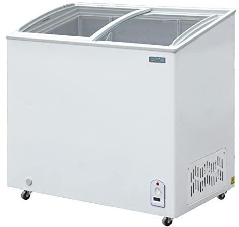 Polar Refrigeration G-Series 200W Display Chest Deep Freezer 200 Litre, White, -24°C to -18°C, 920(H)x953(W)x553(D)mm, 3 Storage Baskets Included, Sturdy Castors, Energy Rating C | GM498