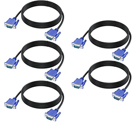 Cable VGA macho a macho 1080P HD VGA Cable Pantalla Ordenador 5 unidades (5, 6 pies)