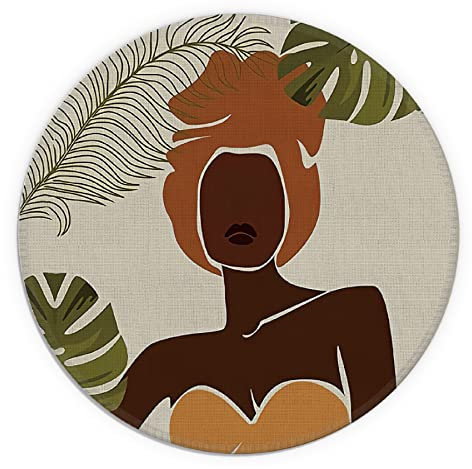 Knibeo Rundes Boho-Mauspad – afrikanisches Dekor, 20 x 20 cm, wasserdichtes Mauspad, Boho-Schreibtischdekoration, Büro-Schreibtisch-Zubehör, ästhetisch, Boho-Bürobedarf