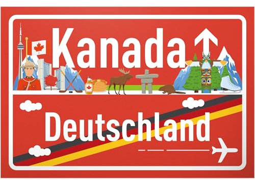 DankeDir! Kanada Deutschland Ortsschild - Schild 30 x 20 cm - Geschenk Idee Gutschein Reise Urlaub Reisegutschein Männer & Frauen Geldgeschenk Abschiedskarte Geschenkidee Deko Karte