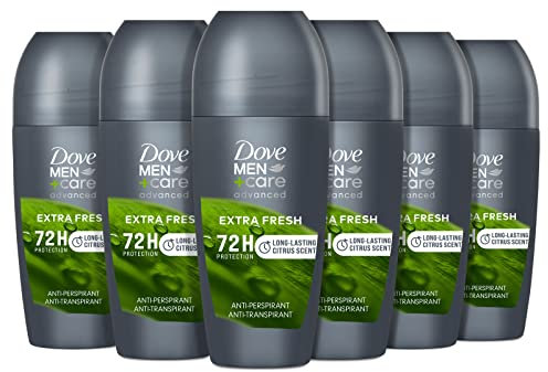 Dove Men+Care Roll On Advanced Care Extra Fresh, Deodorant für Herren, Antitranspirant, ohne Alkohol, mit 1/4 Feuchtigkeitscreme, Schutz bis zu 72 Stunden, 6 Stück à 50 ml