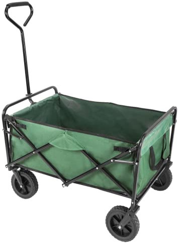 NEO TOOLS Klappbarer Gartentransportwagen; Tragfähigkeit 80 kg; Stahlrahmen mit strapazierfähigem Nylon überzogen; weicher Klappgriff; verstärkter und Abnehmbarer Boden; 2 Taschen; Tragegriff