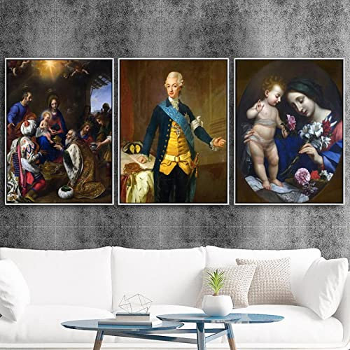 Home Decor Leinwanddruck, Kunst, Wandbilder, Poster, Leinwanddruck, Gemälde, Italien, Carlo Dolci, Figurengemälde, Wandkunstdrucke, 30 x 50 cm, 3 Stück, rahmenlos
