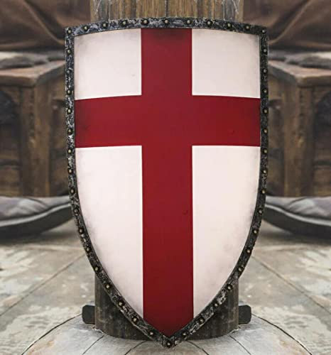 Mittelalterliche Rüstung Ritter Schild Templer Rotes Kreuz Schilde Kreuzritter Schild Kampf Krieger Schild Reenactment LARP Rüstung Schild Cosplay Kampfschild Halloween
