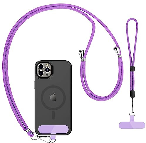 CACOE Cell Phone Lanyard 2 Pack-1× Adjustable Neck Strap,1× Wrist Strap,2× Pads,Universal Crossbody,Multifuctional Compatible with Most Smartphones(Black)