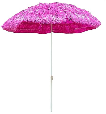 2m Retro Hawaiian Beach Parasol, Pink Beach Parasol Patio, Garden Umbrella, Round, Sunscreen UV30+, 45° Tilt, Adjustable Height, Garden Swimming Pool Terrace Parasol ( Color : Pink , Size : 1.8*2.4m )