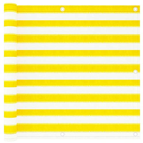 JUNZAI Balkon-Sichtschutz, Balkonsichtschutz, Windschutz Balkon, Windschutz Terrasse, Balkonverkleidung, Sichtschutz Garten, Gelb und Weiß 90x300 cm HDPE