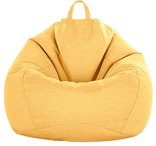 FANSU Bean Bag Cover Without Filling, Solid Colours Lazy Sofa Gaming Bean Bag Chair for Adult Kids, Washable Highback Beanbag Seat, Stuffed Toy Clothes Storage (120x160cm,Gold)