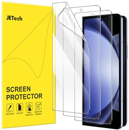 JETech Avant Protection D'écran pour Samsung Galaxy Z Fold 5, Couverture Complète Film PET, Compatible Coque, HD Transparent, Lot de 3