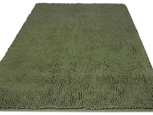 Yeaban Badläufer, Teppich, 91,4 x 152,4 cm, dicker Chenille, langer Badteppich, saugfähig und waschbar, extra groß, rutschfest, weicher Läufer für Badezimmer, Dusche, Waschbecken – Salbei