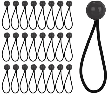 Relaxdays Spanngummis mit Kugel, 25er Set, Planen Spanner 22 cm, Befestigung, Gummispanner, Zelt & Trampolin, schwarz
