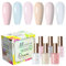 Cycullinyt 6Pcs One Step Gel Nagellack Set, 3 in 1 Keine Notwendigkeit Basis und Top Coat, 15ml Einweichen von LED UV Weiß Licht Rosa Nude Nagel Gel Polish Maniküre Kit für Frauen Mädchen