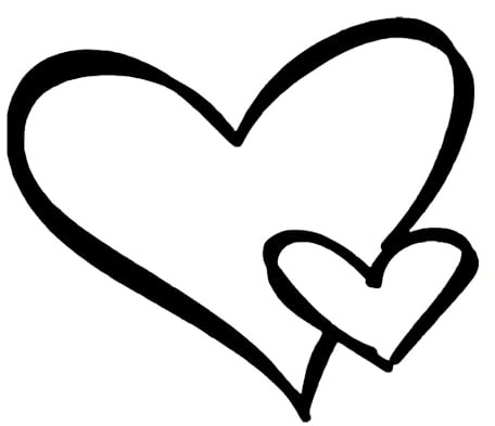 Pack of 6 Love Heart Scribble Stickers - Scrapbook Stickers - Laptop Stickers - Cute Stickers - I Love You Gifts - Heart Stickers - Phone Stickers - (5cm x 4cm, Black)