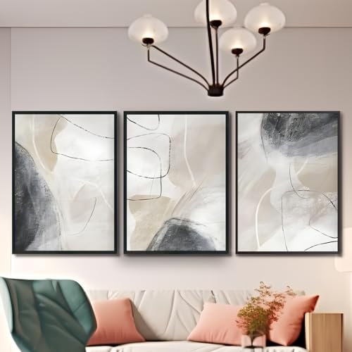 KAIDAARTLH Abstrait Géométrique Tableau sur Toile, Peintures Modernes Abstrait Ligne, Impression sur Toile, Nordique Peintures Modernes Salon Chambre à Coucher, Sans Cadre(E,3x30x40cm)