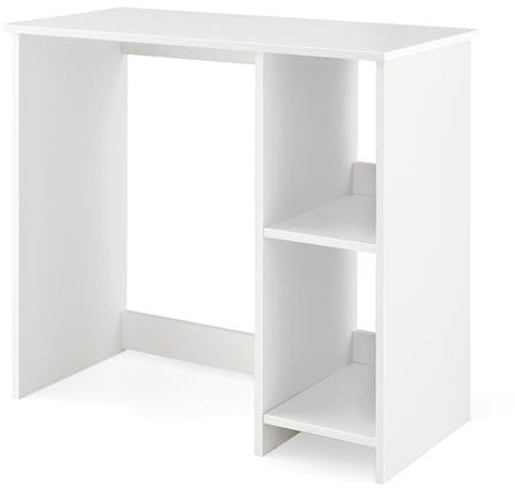 LIFEZEAL Scrivania Ufficio, Scrivania Bianca per Computer, con 2 Ripiani, Salvaspazio, Moderno, Scrittoio, Postazione di Lavoro, Tavolo Porta PC, in Legno, 80x40x74 cm, Montaggio Facile, Max 130 kg