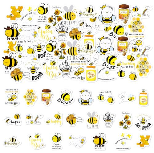 46 Stücke Biene Aufkleber, Niedlich und Witzig Tier Vinyl Wasserflasche Sticker für Scrapbooking, DIY Handwerk, Laptops, Journal, Geschenke für Erwachsene, Kind