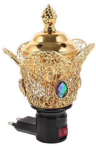 ABOOFAN Arabic Incense Burner Electric Bakhoor Insence Holder Vintage Plug In Arabian Diffuser Frankincense Burner for Yoga Meditation Spa (EU Plug)