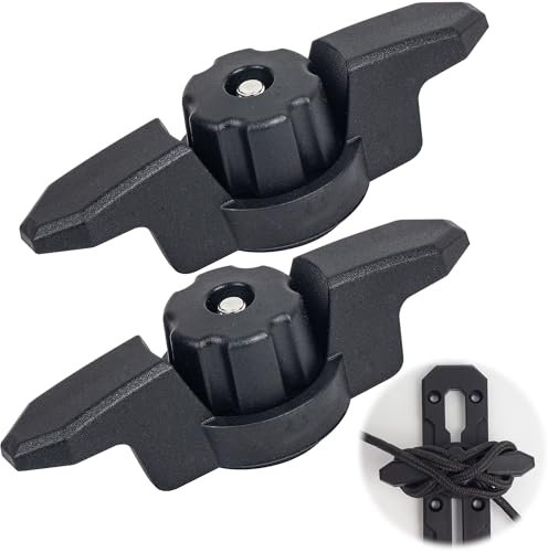 Omoojee Kayak Track Mount Anchor Cleat, Rope Cleat for Kayak Rail Mount Accessories, 2 Pack, Black