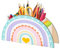 HEKOBAG Schreibtisch Organizer Regenbogen Stiftehalter Holz Stifteköcher Stifte Organizer Regenbogen Stiftebox mit 5 Fächern Schreibtischorganizer für Kinder Mädchen Büro Schule Klassenzimmer