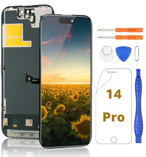Yodoit für iPhone 14 Pro 6.1 Zoll LCD Bildschirm FHD Touch Display Digitizer mit Reparatur Kit, Schutzfolie, Kompatibel mit Modell A2650, A2889, A2892, A2891, A2890