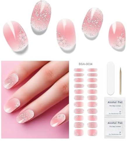 Kabwea 22 StüCk Rosa Sakura Gel Nagel Sticker Kit, Nagelfolie, Nagelfolie Uv HäRtend, Nagelfolie Selbstklebend, Uv Nagelfolie, Uv Gel Nagelfolie, Nagelfolien Uv HäRtend